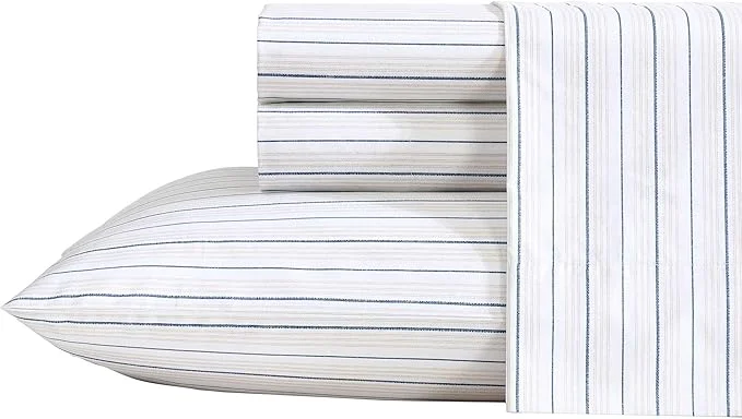 Selected Nautica – Twin XL Sheets Premium Cotton Percale Bedding Set Striped Bedding Set Oeko-Tex Beaux Stripe Blue Twin XL Outstanding