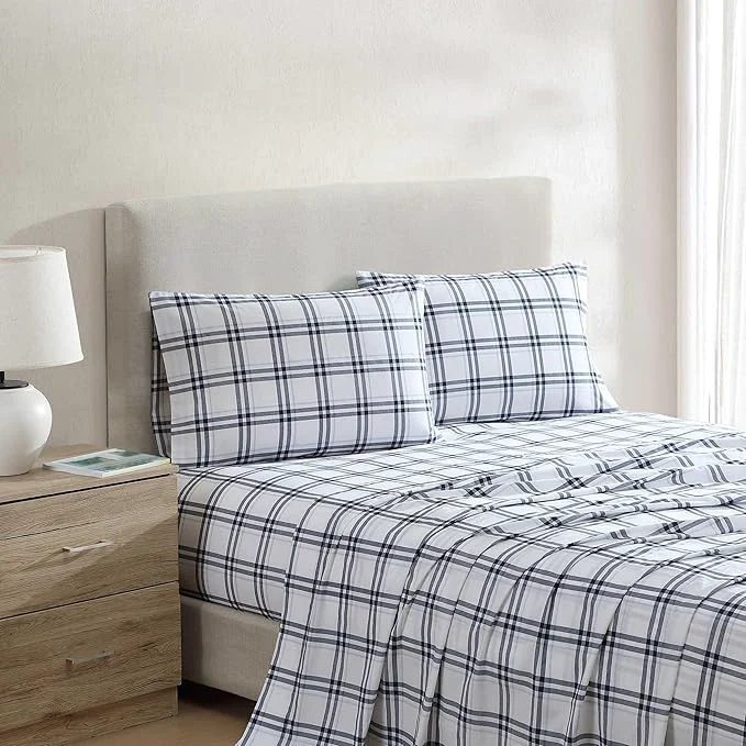 Fine Nautica – Twin XL Bed Sheets Lightweight Cotton Percale Bedding Set with Matching Pillowcase Crisp amp Cool Dorm Essentials Oeko-Tex Ryan Cove Plaid Blue Carefully Designed