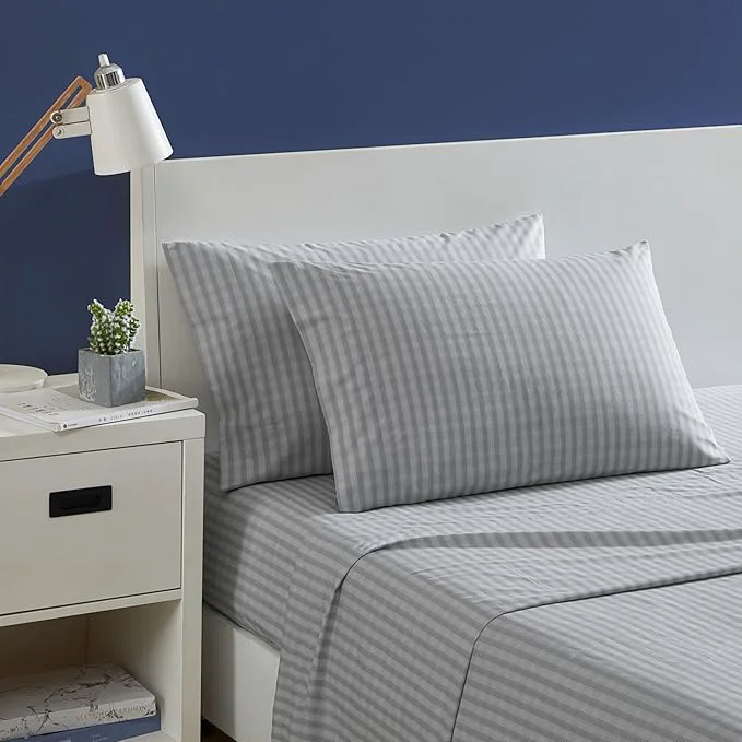 Reusable Nautica – Full Size Sheet Sets Cotton Percale Preppy Bedding Crisp amp Cool Lightweight amp Breathable Michael Plaid Grey Full Responsible