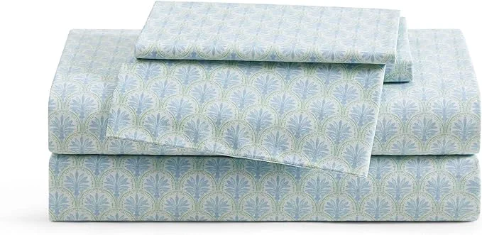 Premium Material Tommy Bahama – Queen Sheet Set Crisp amp Cool Cotton Percale Bed Sheets Deep Pockets Coastal Bedding with Matching Fitted Sheet amp Pillowcases Coastal Bay Blue Relaxed