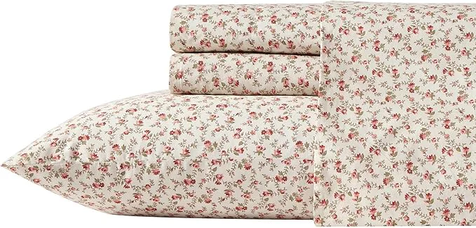 Eco-Friendly Laura Ashley – Twin Sheets Cotton Percale Bedding Set Lightweight amp Breathable Home Decor Oeko-Tex Sweet Success Pink Twin Dependable
