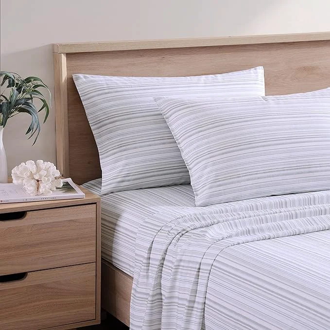 Lightweight Tommy Bahama – King Sheets Cotton Percale Bedding Set Crisp amp Cool Stylish Bedding Set Kahanu Stripe Grey King Enhanced