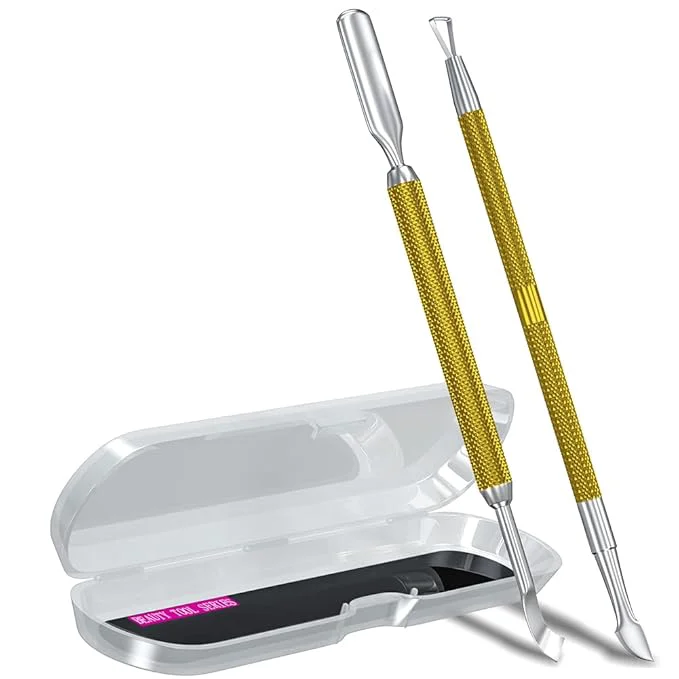 Artisan 2PCS Metal Mineral Gold Cuticle Pusher and Cutter Remover Salon Quality Eco-Friendly