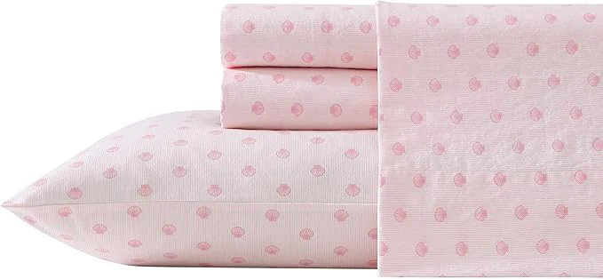 Stylish Laura Ashley – Twin Sheets Cotton Percale Bedding Set Lightweight amp Breathable Home Decor Scallop Dollop Pink Twin Responsible