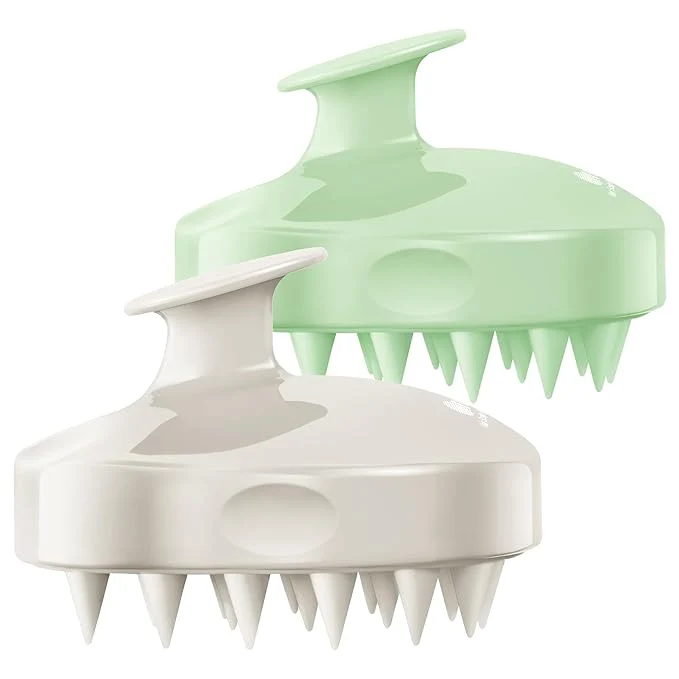 Versatile HEETA Scalp Massager Shampoo Brush 2 Pack Soft Silicone Bristles to Remove Clean