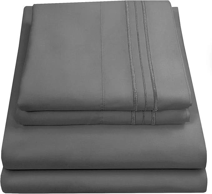 Crafted King Size Sheets – Breathable Luxury Bed Sheets with Full Elastic amp Secure Corner Straps Built In – 1800 Supreme Collection Extra Soft Deep Pocket Bedding Set Sheet Set King Gray Quality