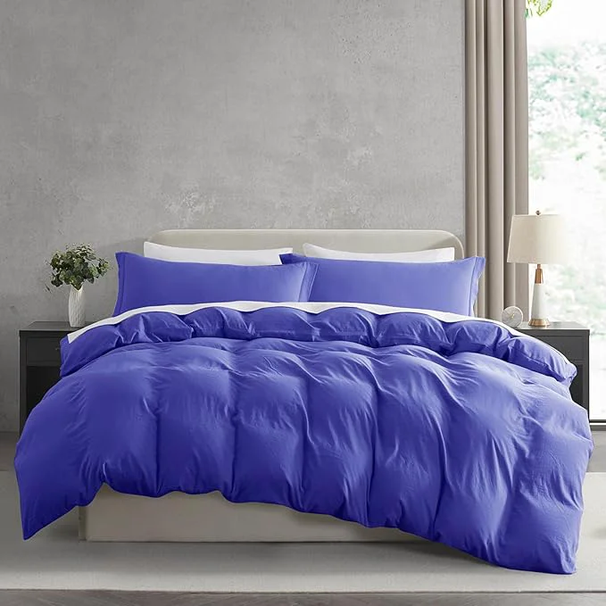 Safe Nestl Royal Blue Duvet Cover Full Size – Soft Prewashed Full Size Duvet Cover Set 3 Piece with Zipper Closure 1 Duvet Cover 80×90 inches and 2 Pillow Shams