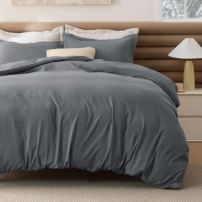Traditional Bedsure Removable Cover with Comforter Duvet Insert Queen – 4 Pieces Dark Gray Prewashed Soft Bedding Set for All Seasons Use Includes 1 Duvet Cover 1 Comforter 2 Pillow Shams Verified
