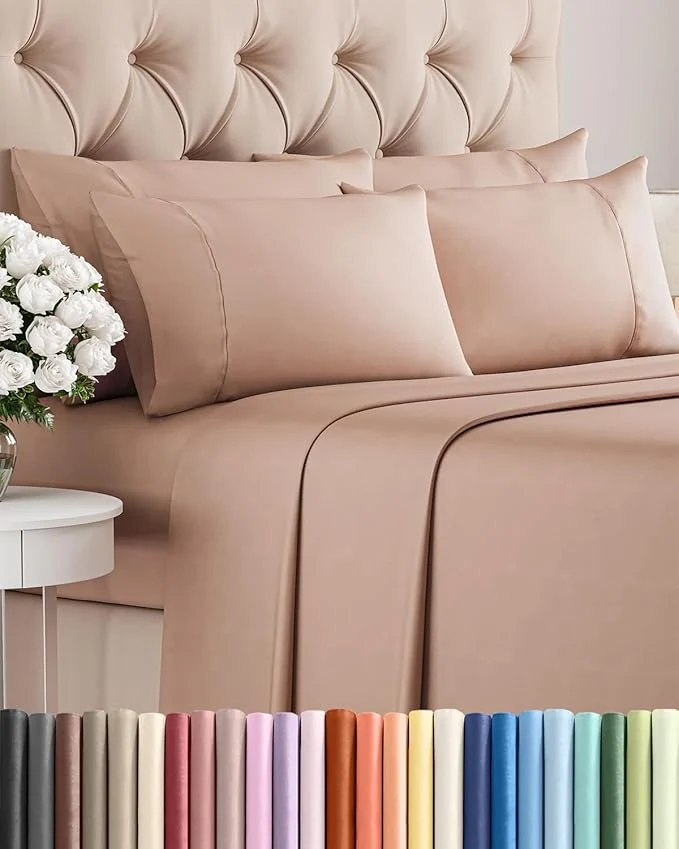 Superior Full 6 Piece Sheet Set – Comfy Breathable amp Cooling – Ultra Soft Hotel Luxury Bedding Set with 8-16 Inch Deep Pockets – 1 Flat amp 1 Fitted Sheet amp 4 Pillowcases – Cozy Wrinkle amp Easy Care – Mauve Original Design
