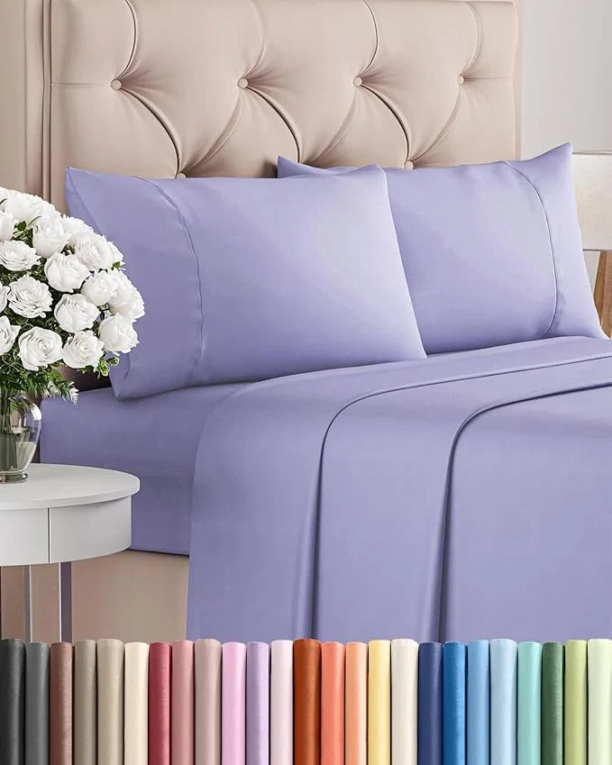 Reliable Twin 4 Piece Sheet Set – Comfy Breathable amp Cooling – Ultra Soft Hotel Luxury Bedding Set w 8-16 Inch Deep Pockets – 1 Flat amp 1 Fitted Sheet amp 2 Pillowcases – Wrinkle and Easy Care – Lavender Crafted