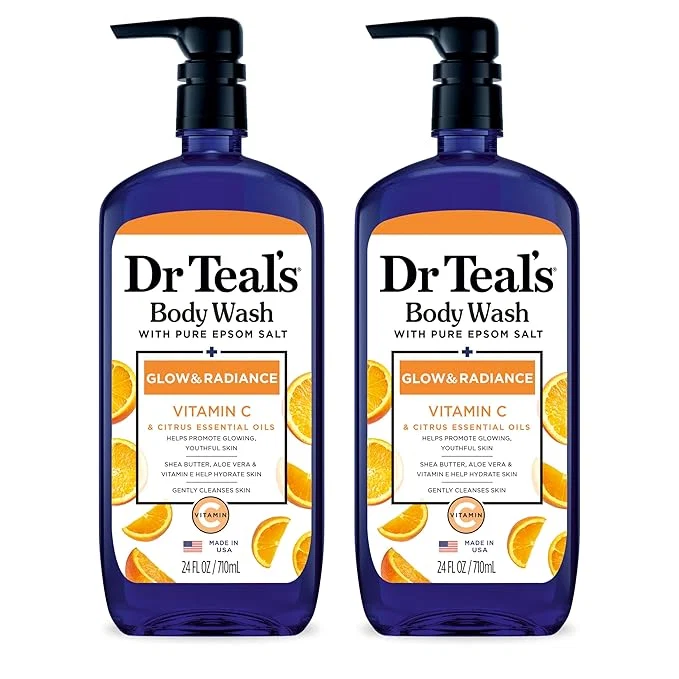 Clean Dr Teal’s Body Wash with Pure Epsom Salt Glow Radiance with Vitamin C Fine Crafted