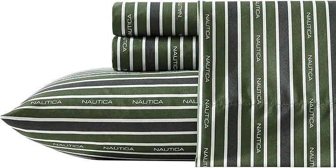 Consistent Nautica – Full Sheet Set Breathable amp Cooling Microfiber Bedding with Matching Sham s Casual Home Decor Varadero Typeface Green Full Elegant