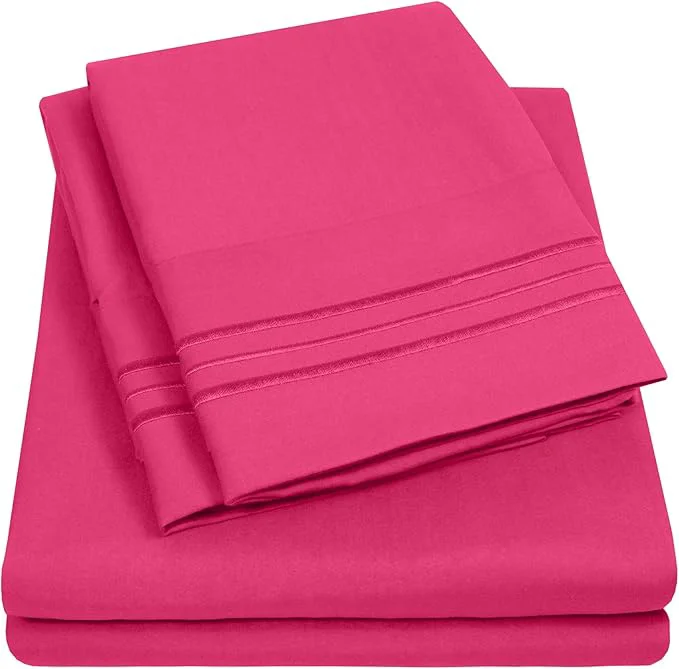 Refined Supreme Collection Twin Sheet Set – Fuschia 3 Piece Set Extra Soft Elastic Corner Straps Deep Pocket Twin World-Class