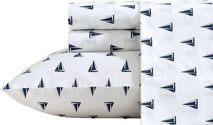 Advanced Nautica – Sheets Cotton Percale Bedding Set with Matching Pillowcases Crisp amp Cool Deep Pocket Windtale Boat Navy King Comfortable