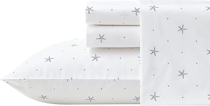 Elite Nautica – King Sheets Cotton Percale Bedding Set Casual Home Decor Star Spangled Coastal Navy King Reliable