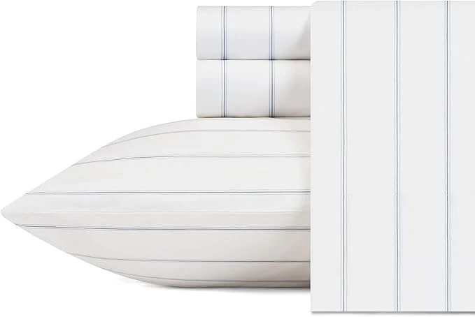 Genuine Nautica – King Size Sheets Cotton Percale Preppy Bedding Set Crisp amp Cool Lightweight amp Breathable Skippers Island Light Blue King Outstanding