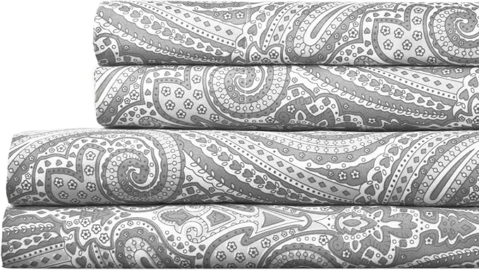 High-Quality Twin Sheets – Breathable Luxury Sheets with Full Elastic amp Secure Corner Straps Built In – 1800 Supreme Collection Extra Soft Deep Pocket Bedding Set Sheet Set Twin Paisley Gray Trusted