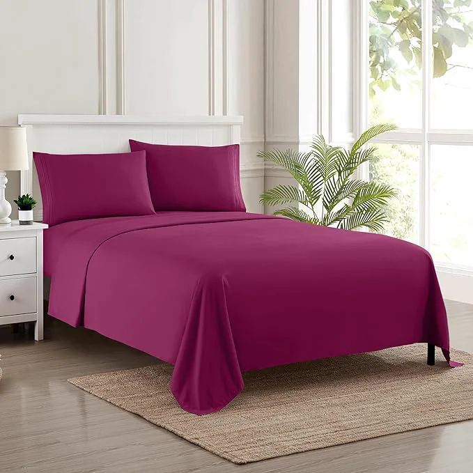 Relaxed Queen Size Bed Sheets – Breathable Luxury Sheets with Full Elastic amp Secure Corner Straps Built In – 1800 Supreme Collection Extra Soft Deep Pocket Bedding Set Sheet Set Queen Berry Certified