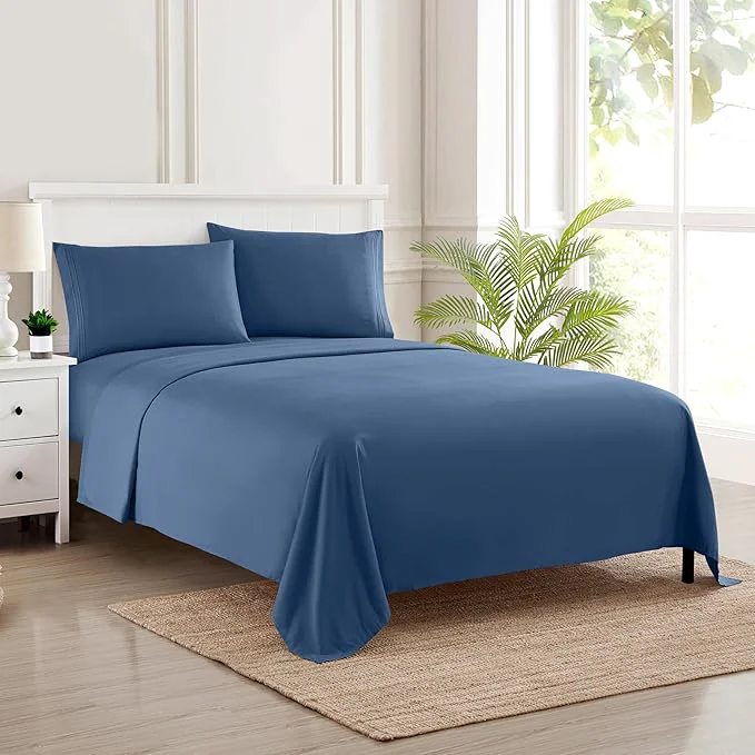 Unique Full Size Sheet Sets – Breathable Luxury Sheets with Full Elastic amp Secure Corner Straps Built In – 1800 Supreme Collection Extra Soft Deep Pocket Bedding Sheet Set EXTRA DEEP pocket – Full Denim Genuine