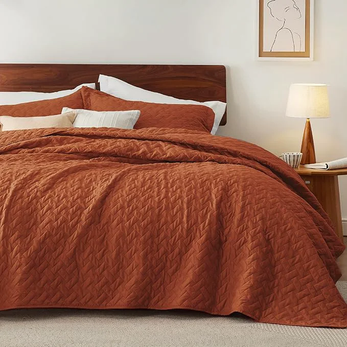 Exceptional Bedsure Quilts Twin Size – Lightweight Bedspreads Twin Size with Basket Weave Pattern Soft Quilt Bedding Set Red Orange Comforter Set Coverlet for All Seasons with 1 Pillow Sham 68 quot x 86 quot Skin-Friendly Soft All-Season Comfort Breathable Lightw… High-Quality