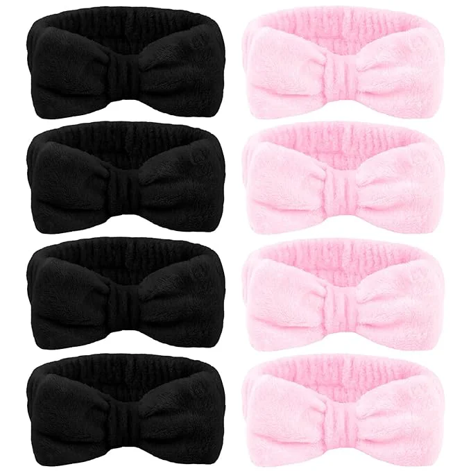 Recyclable Ondder 8 Pack Makeup Headband Black and Pink Spa Headband Skincare Headbands Healthy