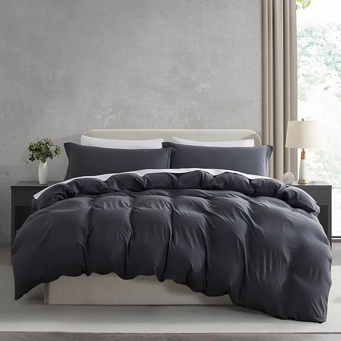 Enhanced Nestl Grey Duvet Cover Full Size – Soft Prewashed Full Size Duvet Cover Set 3 Piece with Zipper Closure 1 Duvet Cover 80×90 inches and 2 Pillow Shams Functional