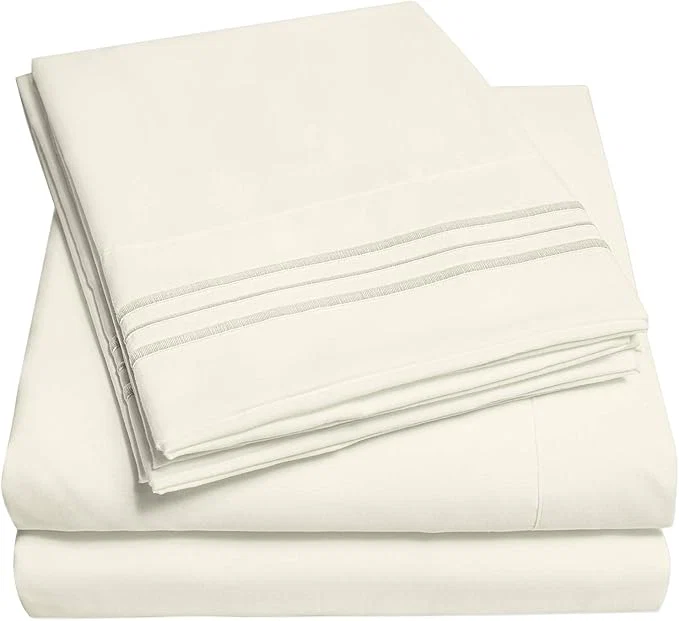 Easy-to-Use 1500 Supreme Collection Twin Sheet Sets Ivory – 3 Piece Bed Sheets and Pillowcase Set for Twin Mattress – Extra Soft Elastic Corner Straps Deep Pocket Sheets Twin Ivory Trusted