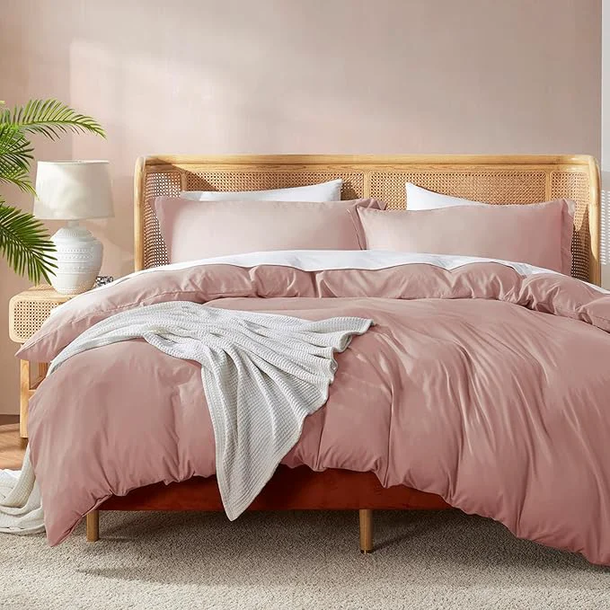Artisan Nestl Twin Duvet Cover Set – Soft Double Brushed Blush Pink Duvet Cover Twin XL 2 Piece with Button Closure 1 Duvet Cover 68×90 inches and 1 Pillow Sham Sustainable