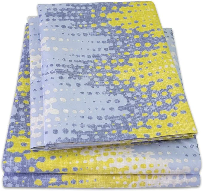 Flexible 1500 Supreme Collection Extra Soft Malibu Bright Yellow Blending with Gray Chevron Pattern Sheet Set Twin- Luxury Bed Sheets Set with Deep Pocket Wrinkle Bedding Twin Clean