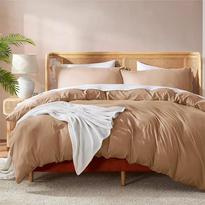 Selected Nestl Mocha Brown Duvet Cover Queen Size – Soft Double Brushed Queen Duvet Cover Set 3 Piece with Button Closure 1 Duvet Cover 90×90 inches and 2 Pillow Shams Elite