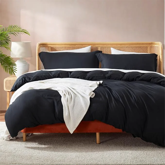 Specialty Nestl Black Duvet Cover King Size – Soft Double Brushed King Duvet Cover Set 3 Piece with Button Closure 1 Duvet Cover 104×90 inches and 2 Pillow Shams Crafted