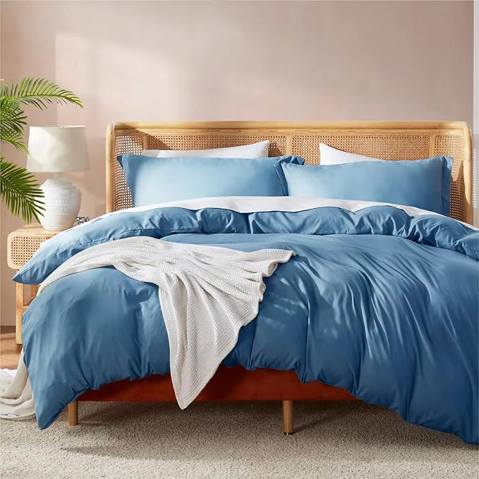 Stylish Nestl Blue Heaven Duvet Cover King Size – Soft Double Brushed King Duvet Cover Set 3 Piece with Button Closure 1 Duvet Cover 104×90 inches and 2 Pillow Shams Breathable