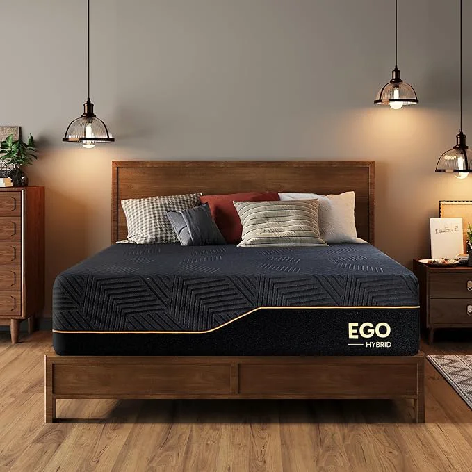 Certified MLILY EGOHOME 14 inch Hybrid King Mattress Memory Foam Pocket Spring Mattress with Cooling Cover Bed in a Box CertiPUR-US Made in USA 76 x80 x14 Black Classic