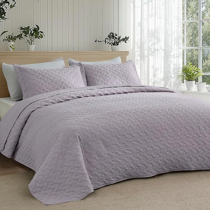 Excellent Bedsure Quilts Twin Size – Lightweight Bedspreads Twin Size with Basket Weave Pattern Soft Quilt Bedding Set Purple Comforter Set Coverlet for All Seasons with 1 Pillow Sham 68 quot x 86 quot Skin-Friendly Soft All-Season Comfort Breathable Lightweigh… Versatile
