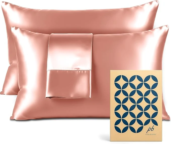 Green Pure Bedding Satin Pillowcase 2 Pack – King Size 20 quot x40 quot Blush Pink – Silky Pillow Cases for Hair and Skin – Satin Pillow Covers with Envelope Closure – Extra Soft Premium Microfiber Carefully Designed