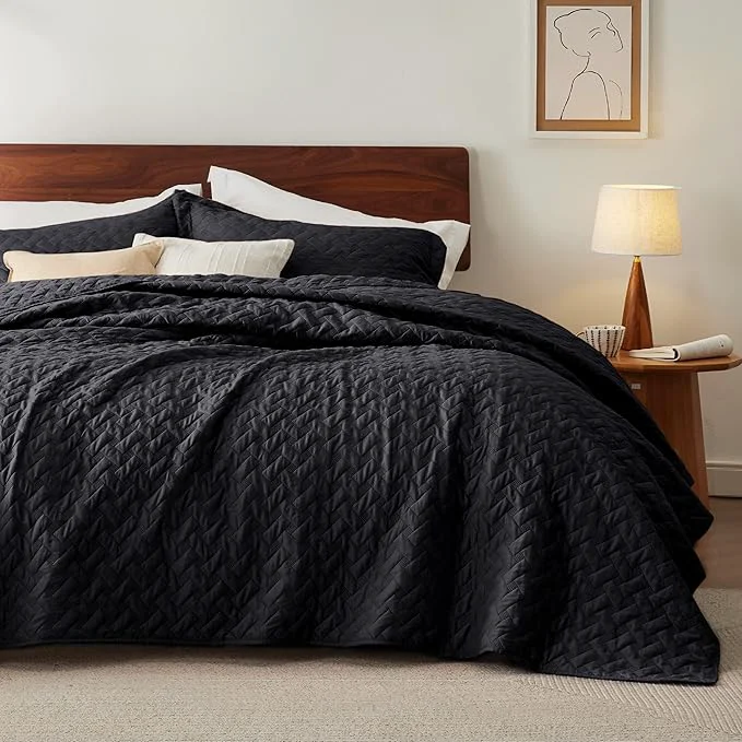 Crafted Bedsure Quilts Twin Size – Lightweight Bedspreads Twin Size with Basket Weave Pattern Soft Quilt Bedding Set Black Comforter Set Coverlet for All Seasons with 1 Pillow Sham 68 quot x 86 quot Skin-Friendly Soft All-Season Comfort Breathable Lightweight… Selected
