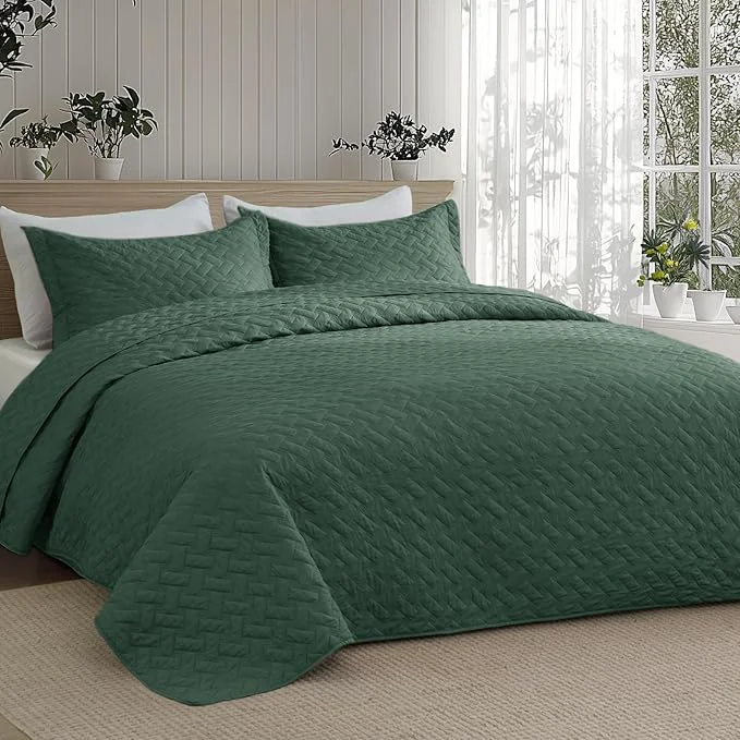 High-Quality Bedsure Quilts King Size – Lightweight Bedspreads King Size with Basket Weave Pattern Soft Quilt Bedding Set Dark Green Comforter Set Coverlet for All Seasons with 2 Pillow Shams 106 quot x 96 quot Skin-Friendly Soft All-Season Comfort Breathable Ligh… Pure