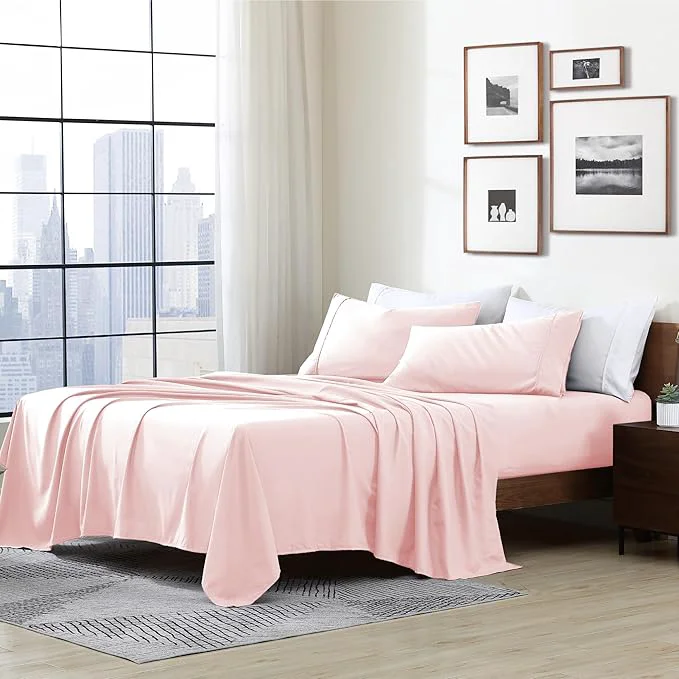 User-Friendly Cathay Home Essentials Ultra Soft Hypoallergenic Wrinkle Resistant Double Brushed Microfiber Bedding Sheet Set Blush Twin XL Advanced