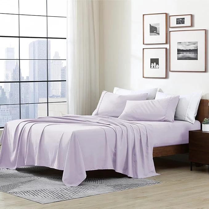 Relaxed Cathay Home Essentials Ultra Soft Hypoallergenic Wrinkle Resistant Double Brushed Microfiber Bedding Sheet Set Lavender California King Stylish
