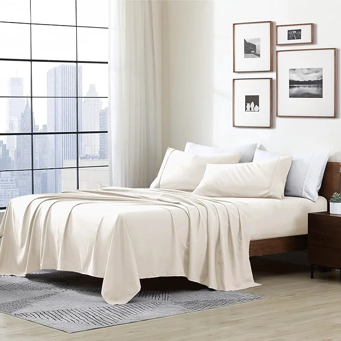 Professional Cathay Home Essentials Ultra Soft Hypoallergenic Wrinkle Resistant Double Brushed Microfiber Bedding Sheet Set Coconut Milk Queen Flexible