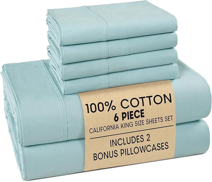 Powerful Casa Platino Cal King Sheets Sets – Cotton Cal King Sheets Cooling with 4 Pillowcases 15 quot Deep Pocket Fitted Sheet Crisp amp Smooth Feel Ultra Soft amp Cozy Fit – Blue Sky Reusable