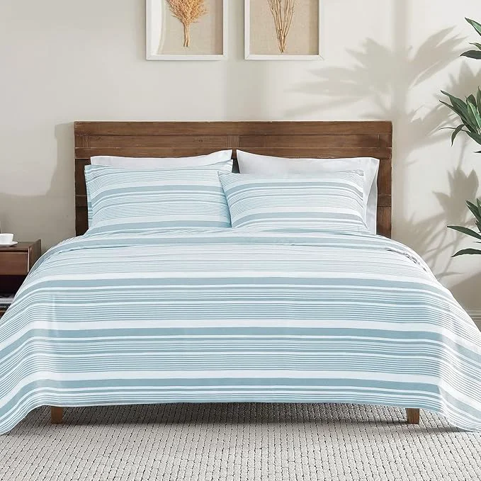 Specialty ClevaHome Classic Stripe Sheet Set – 4 Pieces Super Soft amp Breathable Bed Sheet Set with Deep Pocket Enhanced Comfort amp Easy Care Full Glacier Stripe Verified