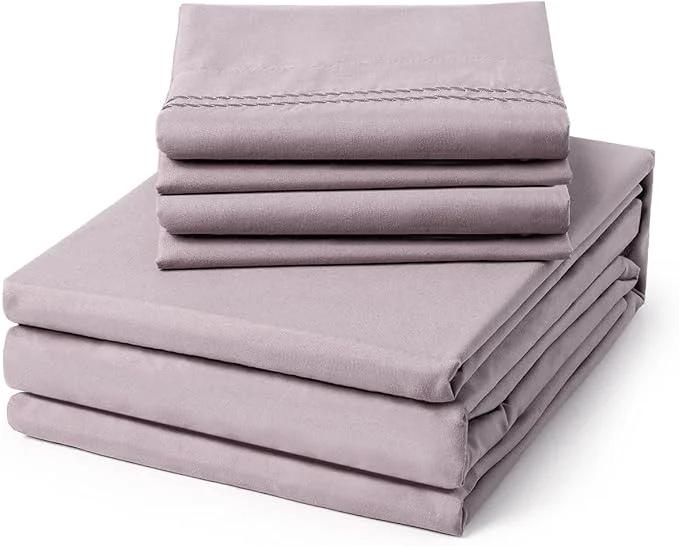 Sustainable ClevaHome Twin Size Sheet Set – 4 Piece Soft Breathable Luxury Bed Sheet Set – Shrinkage amp Fade Resistant Embroidered Bedding Sheet with Deep Pocket 2 Extra Pillowcases Twin Purple Dove Exclusive