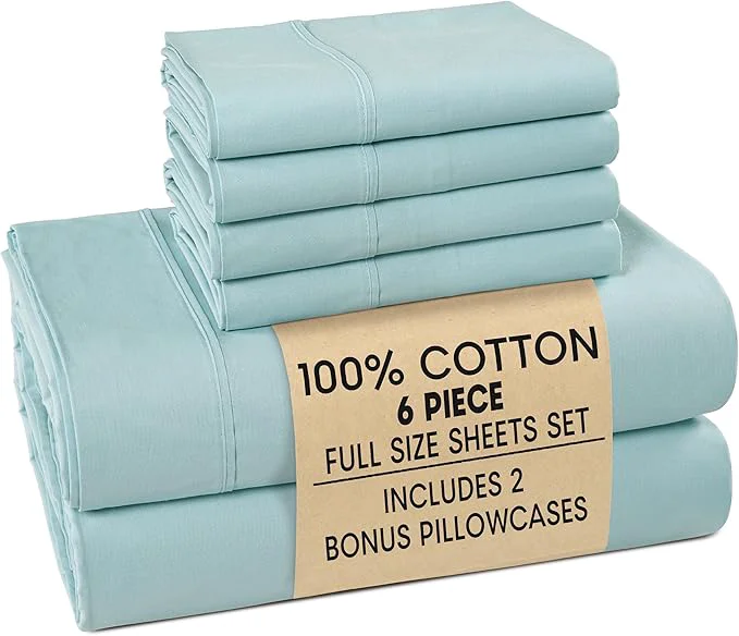 Sustainable Casa Platino Full Sheets Sets – Cotton Full Sheets Cooling with 4 Pillowcases 15 quot Deep Pocket Fitted Sheet Crisp amp Smooth Feel Ultra Soft amp Cozy Fit – Blue Sky Consistent