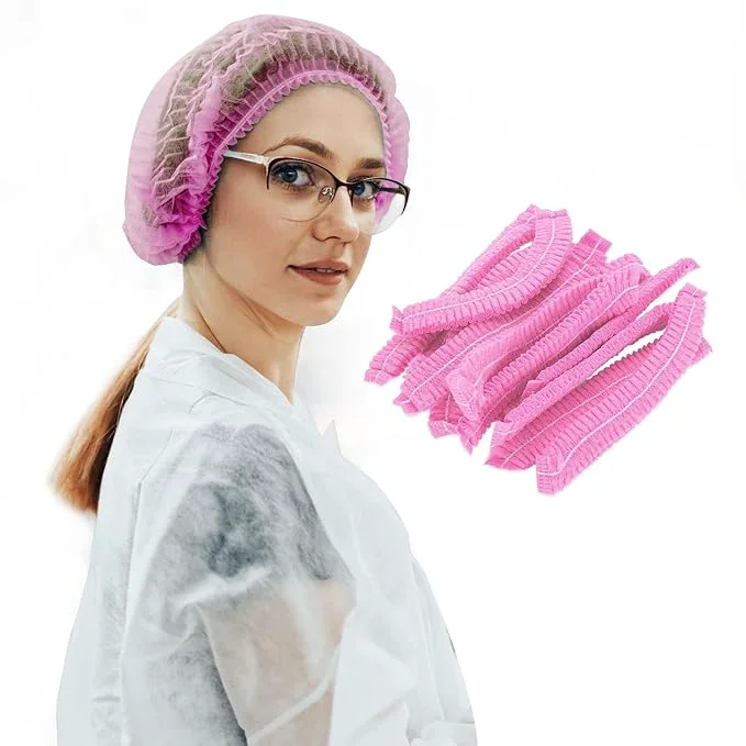 Efficient 100 Pack 21 Disposable Nonwoven Bouffant Caps Hair Net Safe