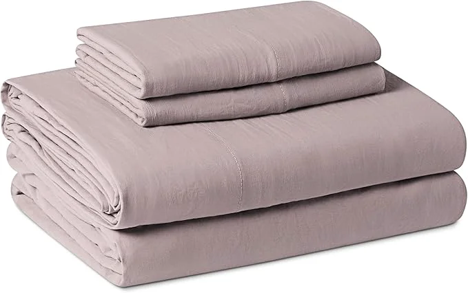 Elite Amazon Basics Queen Bed Sheet 4-Piece Bedding Set Double Brushed Microfiber Ultra Soft Easy Care Purple Responsible