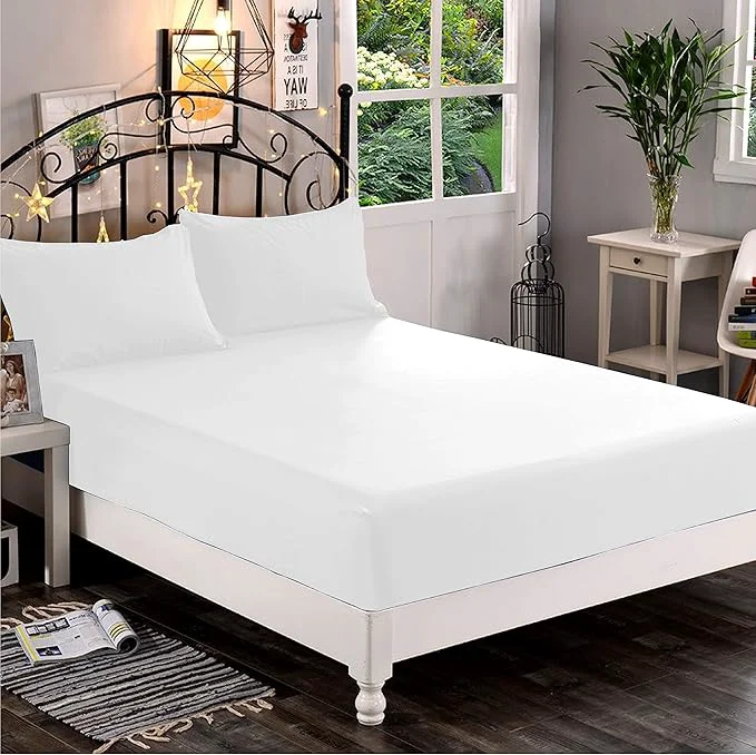 Consistent Elegant Comfort 1500 Premium Hotel Quality 1-Piece Fitted Sheet fade Resistant Full White Expertly Made