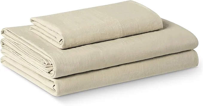 Exclusive Amazon Basics Twin XL Bed Sheet 3-Piece Bedding Set Double Brushed Microfiber Ultra Soft Easy Care Beige Certified