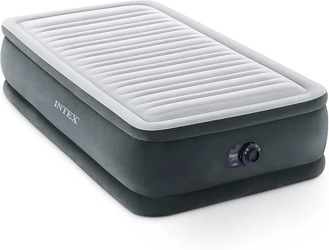 Authentic Intex 67765ED Dura-Beam Deluxe Comfort-Plush Mid-Rise Air Mattress Fiber-Tech – Twin Size – Built-in Electric Pump – 13in Bed Height – 300lb Weight Capacity Innovative