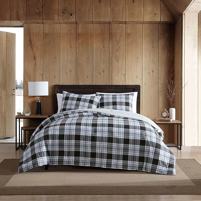 Safe Eddie Bauer – Queen Comforter Set Cotton Reversible Bedding with Matching Shams Stylish Home Decor Lewis Navy Queen Selected